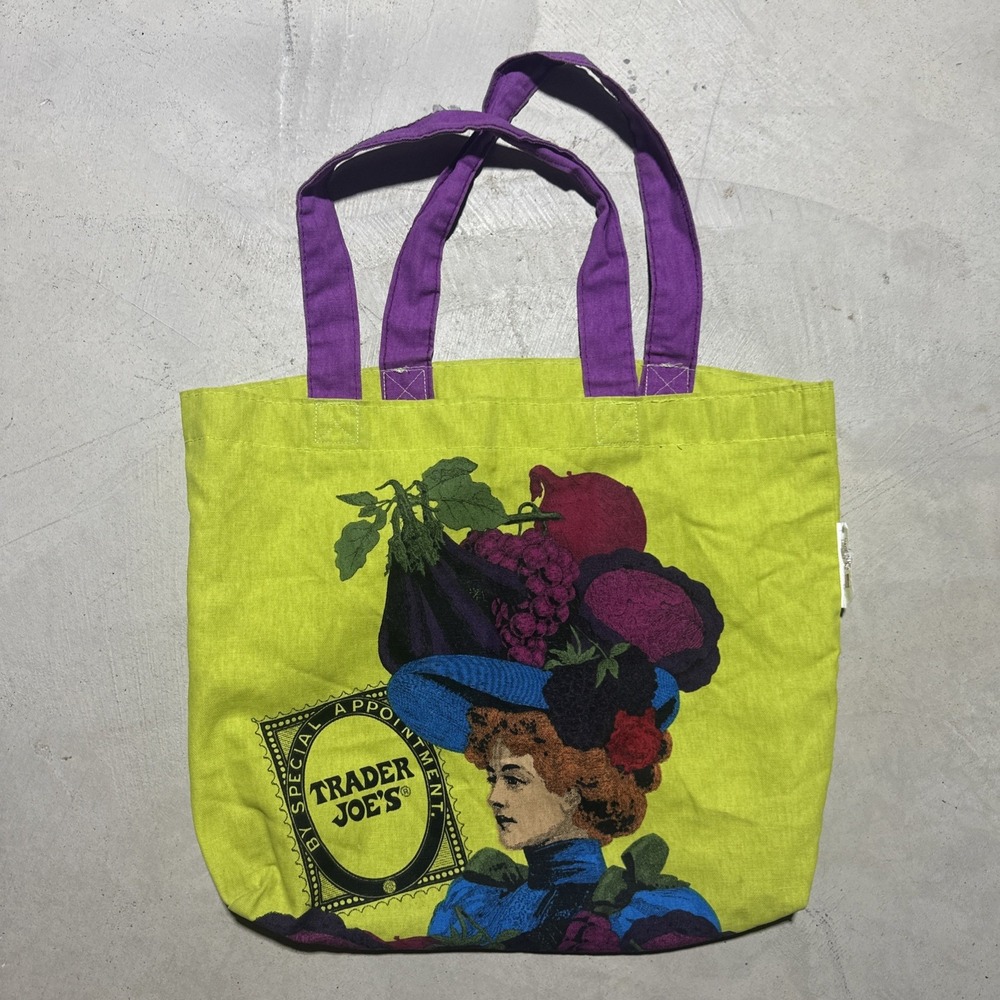 Vintage Trader Joes Reusable Bag Fruit Lady Special RARE Cloth Canvas Tote